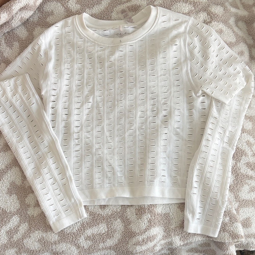 White Textured Knit Active Longsleeve